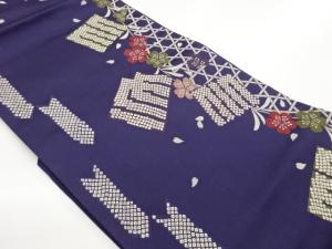 蛇籠に源氏香・枝垂れ桜模様織出し名古屋帯